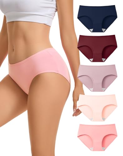 Image of INNERSY Women Pants Cotton Knickers,14,Dark Blue/Pink/Wine/Purple/Pale Pink