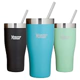 Healthy Human Stainless Steel Tumbler with Straw & Lid | Splash Proof Insulated Travel Cup | Eco-Friendly Coffee Tumblers | Water Cups with Straws Cleaner and Splash Proof Lids (32oz, Glacier)
