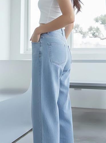 Image of KOTTY Women's High Waist Straight Fit Denim Jeans | Stretchable| Wide Leg & Regular Fit Stylish Wear