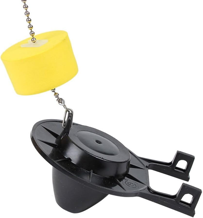 US Standard Toilet Float Racket Cover Water Stop Pad Toilet Baffle Replacement with Chain and Single Row Yellow Float 2 Inch Rubber Stopper
