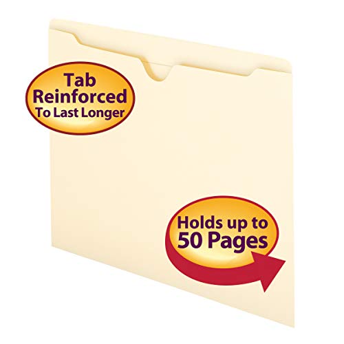 Smead File Jacket, Reinforced Straight-Cut Tab, Flat-No Expansion, Letter Size, Manila, 100 Per Box (75500) #TOP1