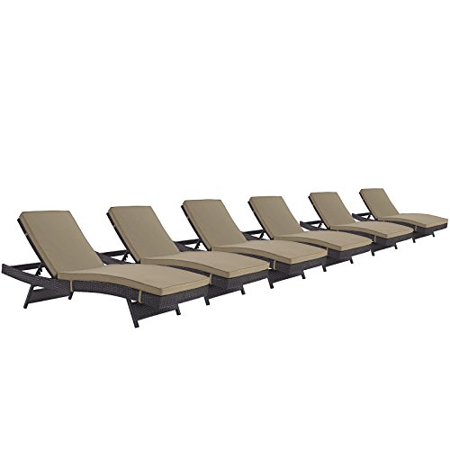 Modway Convene Wicker Rattan Outdoor Patio Chaise Lounge Chairs in Espresso Mocha - Set of 6 Modway Convene Wicker Rattan Outdoor Patio Chaise Lounge Chairs in Espresso Mocha - Set of 6