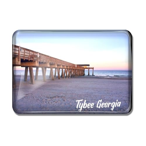 Gozisoci - Magnete rettangolare in vetro per frigorifero Tybee Island Georgia, decorazione souvenir per la casa, cucina, frigorifero, magnete da viaggio