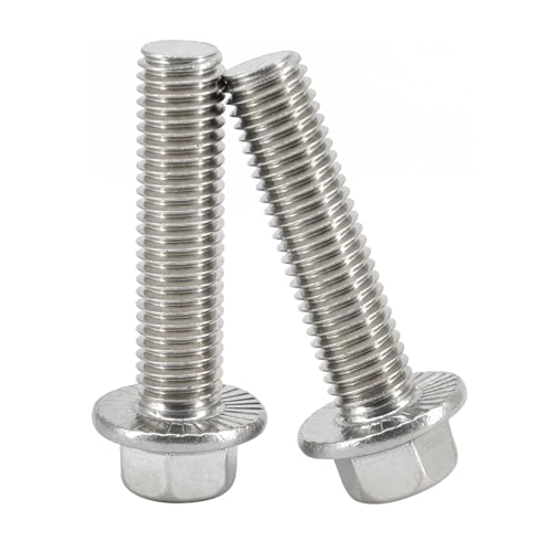 Tornillos de cabeza hexagonal M12 con brida integrada y roscado total en inoxidable 5