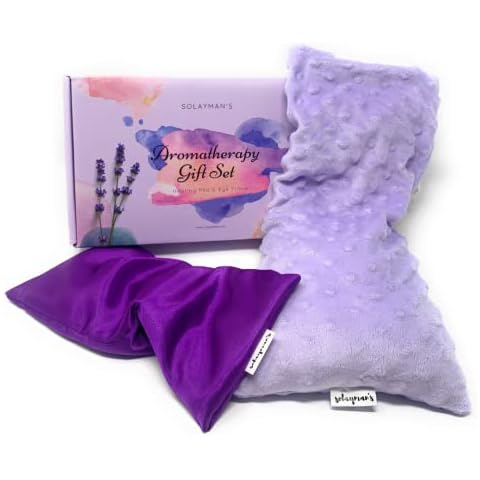 Microwavable Heat Pad & Eye Pillow - Gift Set - Lavender Scented Eye Pillow & Microwave Heating Pad Great Gifts for Women, Mom to Be Gift- Aromatherapy Sleeping Eye Mask for Yoga Headache Pain Relief Cover
