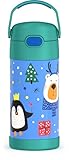 THERMOS FUNTAINER Water Bottle with Straw - 12 Ounce - Kids Stainless Steel Vacuum Insulated Water Bottle with Lid, Penguin