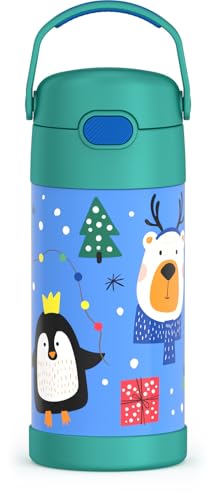 Image of THERMOS FUNTAINER Water Bottle with Straw, 12oz, Penguin | Kids Stainless Steel Insulated Water Bottle, Keeps Drinks Cold Longer for School & Play, BPA-Free