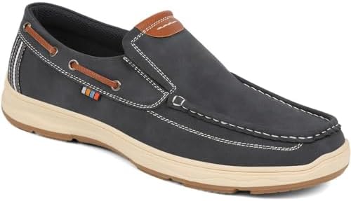 Pavers Men's Slip On Boat Shoes in Navy with Wide Fit and Stylish