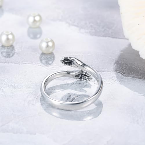 LOVECOM Christmas Day Gifts, Hug Ring,925 Sterling Silver Hug Rings for Women Teen Girls Silver Hugging Hands Open Promise Ring Jewelry Hug Hands Mens Rings Couples Wedding Bands, 8, Metal, No by LOVECOM - Image 4