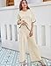 Tanming Sweater Sets Women 2 Piece Lounge Sets Short Sleeve Knit Pullover Tops Wide Leg Pants (Apricot-M)
