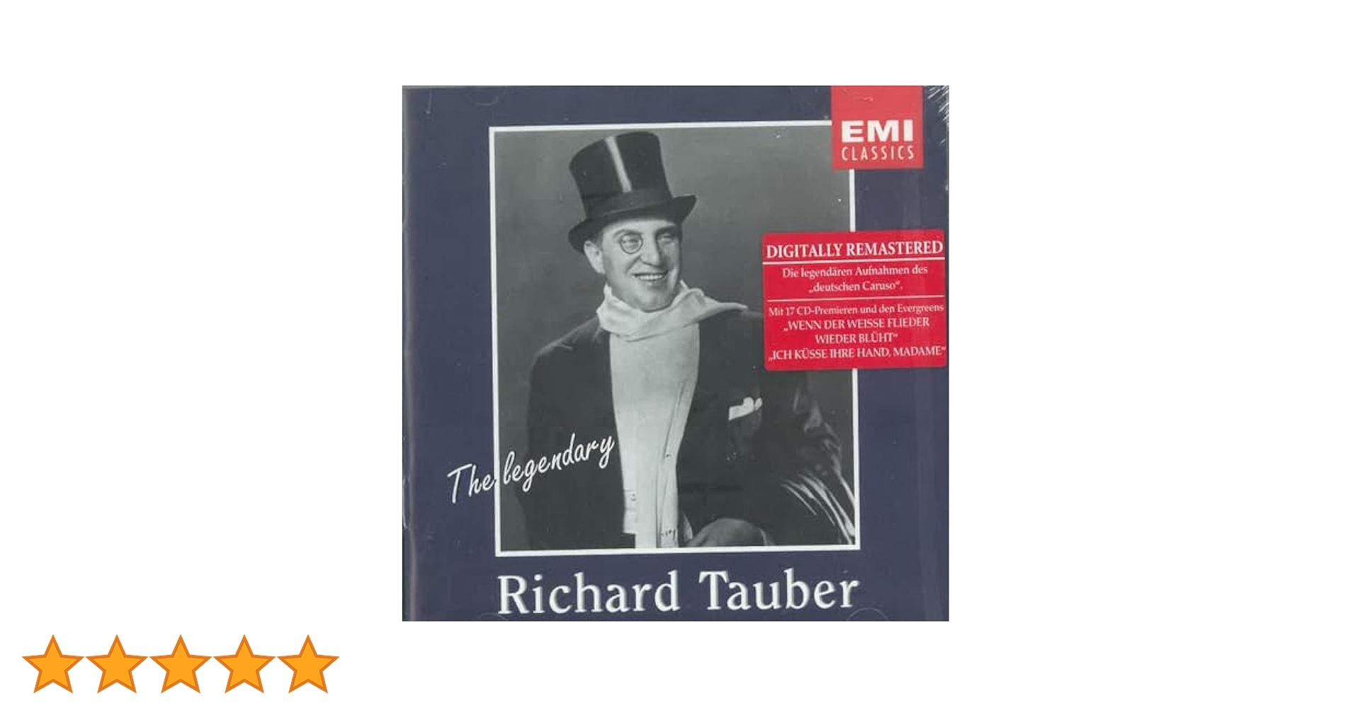 【中古】 The Legendary Richard Tauber RichardTauber Mozart, Wolfgang Amadeus, Puccini, Giacomo, Leoncavallo
