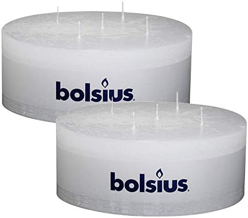 BOLSIUS Unscented Rustic 5 Wick White Pillar Candles - 50 Hour - 2.75 x 7.25 Inches - 2 Pack Large Multi Wick Candles - Premium European Quality