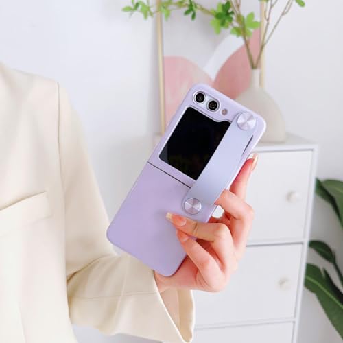 Coque Samsung Z Flip 5 rigide antichoc violette à sangle intégrée