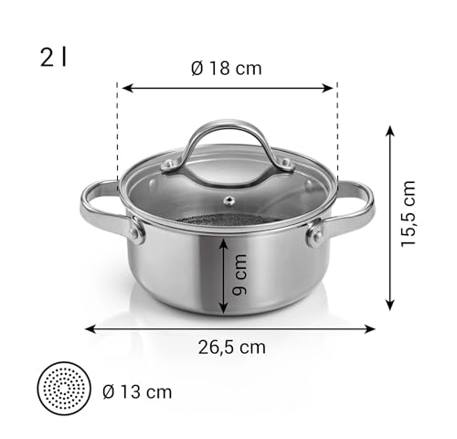 Casserole anti-adhésive à induction 18cm Tescoma SteelCRAFT 2L