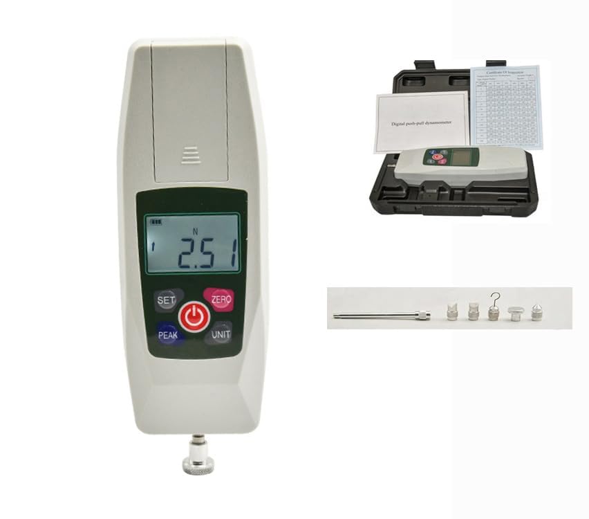 Force Gauge Digital Push Pull Gauge Tester with Max Range 20N 2kg 4.5lb 72Oz Minimum Force Value Shielding Function Automatic Backlight Buzzer Alarm Function