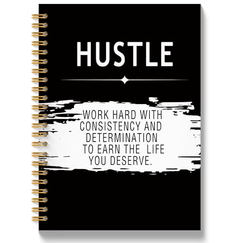 QICLM Inspirational Hustle Quotes Journal, Motivational Journal Notebook for Work, Inspirational Gifts for Women Men, Office Gifts for Coworker Colleague, Hardcover Spiral Notebook 5.5x8.3