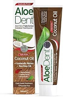 AloeDent, Coconut Oil Toothpaste Fluoride Free , Natural Action, Vegan, Cruelty Free , SLS Free, Triple Action , Healthy Gums , 100ml