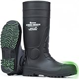 GIEESHIELD Men's Rain Boots Steel Toe PVC Rubber Boots - Waterproof Slip-Resistant Garden Fishing Outdoor Knee High Work Boots for Construction, Agriculture, Industrial & Heavy Duty, Size 9