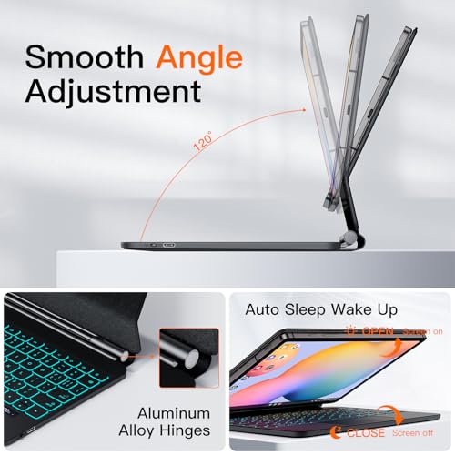 Image of JUQITECH Magic Keyboard Case for Samsung Galaxy Tab S6 Lite 10.4 Inch Magnetic Floating Cantilever Stand Wireless Backlit Multi-Touch Trackpad Keyboard, Battery Display for Tab S6 Lite 2024 /2022 /2020
