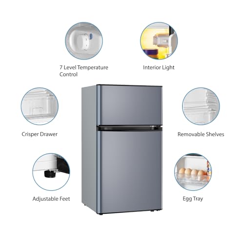 Compact Mini Refrigerator with Freezer for Dorm, Bedroom, Office, Apartment