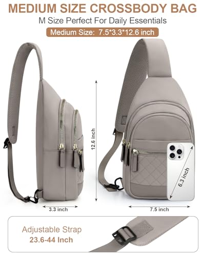 Image of Capolo Sling Bag for Women Men Waterproof Crossbody Bags for Women Trendy Casual Fanny Pack with Convertible Shoulder Strap Chest Bag for Travel Hiking(Grey, Medium)