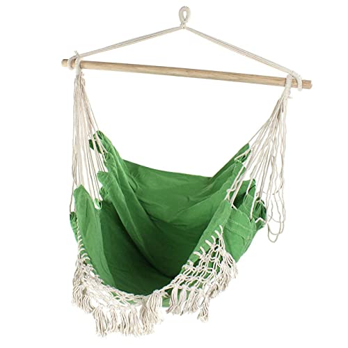Chaise hamac robuste en coton et polyester tressé avec finitions pompons