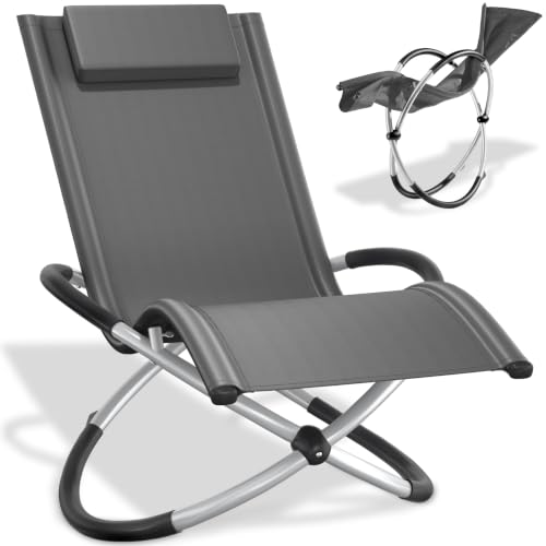 tectake® Chaise Longue Pliante Bain de Soleil Jardin Exterieur Confortable & Peu encombrant, Cadre en Acier & Aluminium Chaise Longue Transat de Plage Relax...
