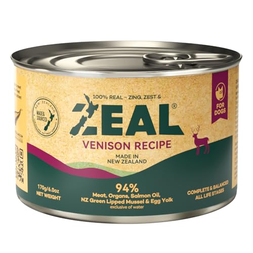 Image of ZEAL New Zealand Wet Dog Food - High Protein, Pure Nutrition, Natural Superfoods, Grain-Free with Superfoods (Venison, 6oz Can 12-Pack)
