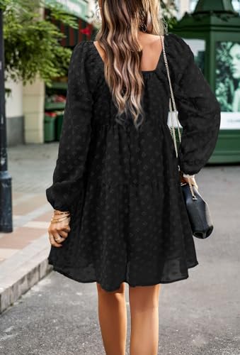 Image of BestWendding Women Long Sleeve Mini Dress Square Neck 2026 Fall Dress