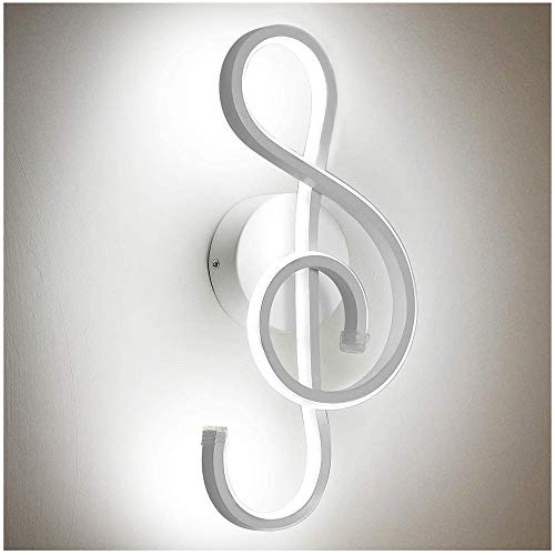 Wyxy Aplique de pared moderno de LED símbolo musical creativo aplique de pared para interiores 20 W LED Strip aleación de aluminio decoración artística iluminación luz nocturna para dormitorio