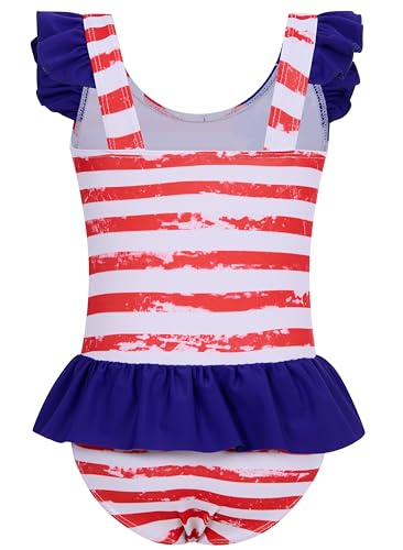 Image of Toddler Girls One Piece Ruffle Swimsuit Mermaid Bathing Suit 2-7Y | UPF 50+ quick-dry girls swimsuit,Cute flutter sleeves and ruffled hem,Mermaid Swimwear for pool,party,beach vacation.