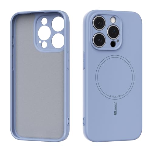 Coque iPhone 15 Pro silicone liquide bleu étui magnétique antichoc
