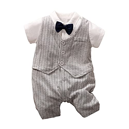 IURNXB Ropa de niño recién nacido Vestido de manga corta Caballero de una pieza Ropa de bebé