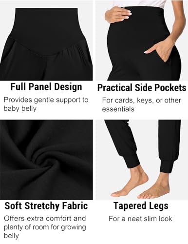 fitglam Women's Maternity Pants Over Belly Lounge Pajamas Clothes Pregnancy Must Haves Joggers with Pockets4