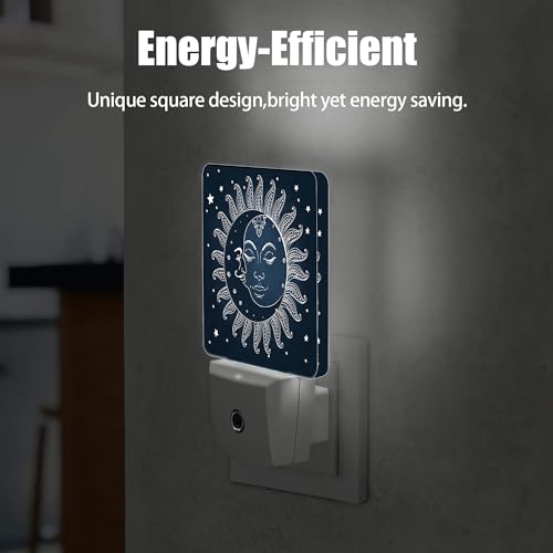 Image of Vintage Sun Moon Night Light, Dusk to Dawn Smart Sensor Nightlight for Bedroom Bathroom Kitchen Hallway Stairs Hallway, Plug-in, Energy Efficient Decor Desk Lamp Gifts