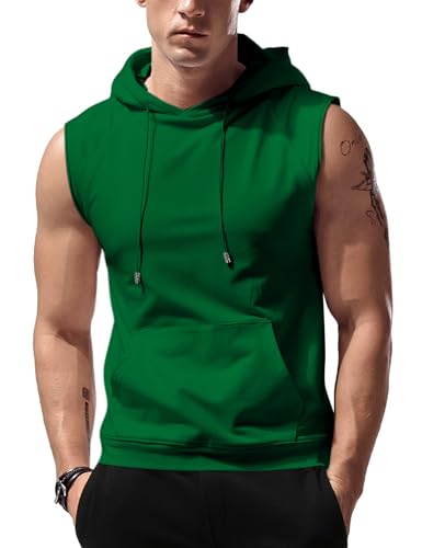 Image of Babioboa Men's Workout Hooded Tank Tops Sleeveless Gym Hoodies Bodybuilding Muscle Cut Off T-Shirts