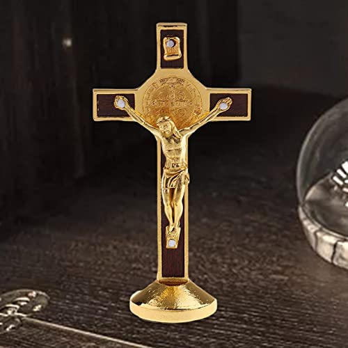 Estátua de Jesus Cristo modelo de crucifixo de metal de 9 cm SM SunniMix com base adesiva, decoração