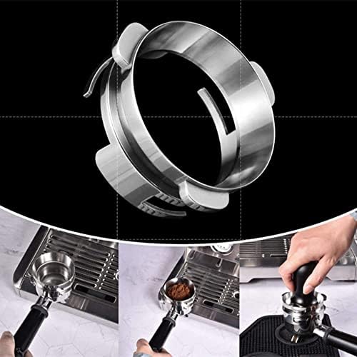 Coffee Dosing Funnel 54 mm Espresso Accessories, for Sage Delonghi Breville Portafilter, Coffee Dosing Ring, Barista Accessories, Silver Hand Free