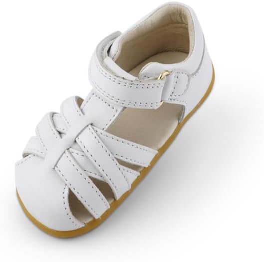 Bobux Step Up Cross Jump White Sandals Premium Leather Breathable Kids Adjustable Strap