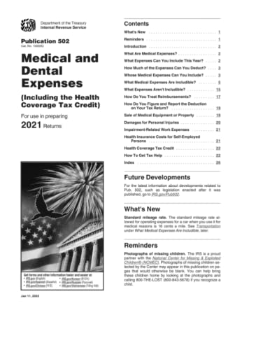 Publication 502: Medical and Dental Expenses: (Including the Health Coverage Tax Credit)