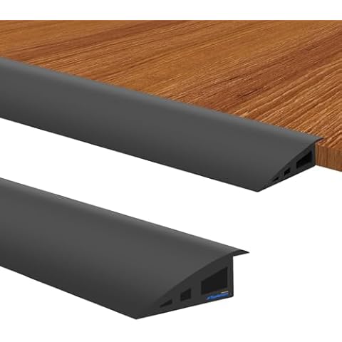 Ruedamann 13.1 Ft Threshold Transition Strip, 1 1/5"~1 2/5" Rise Rubber Threshold Ramp, Overlap Edge Reducer, Doorway Edge Trim and Mats for Laminate Doorway, Carpet, Floor, Tile Cover