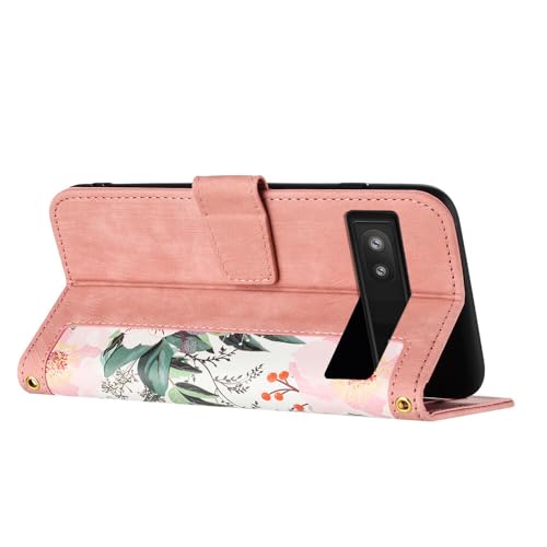 Coque Google Pixel 7 Pro en cuir premium finition florale violette à rabat - 5
