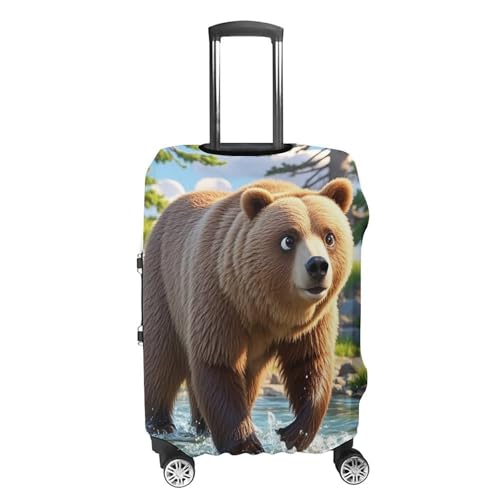Bear Crossing The River Printed Luggage Cover Protector, Fits 18-32 Inch Luggage4