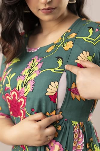Image of New Elite Rayon Anarkali Maternity Feeding Kurti with Both Side Zipper