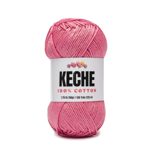 Image of Cotton Yarn - 100% Cotton Yarn for Crocheting and Knitting, Mercerized Cotton Amigurumi Yarn Fine-Sport 2 1.76 oz (50g) / 136 Yrds (125 m) - Rose Pink