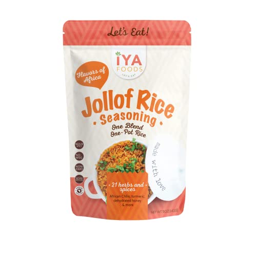 Iya Foods Jollof Rice Seasoning 5 oz Bag. Made with Herbs, Peppers & Honey. The Perfect Seasoning for Rice. Tasty, Slightly Smoky Jollof Rice in Minutes