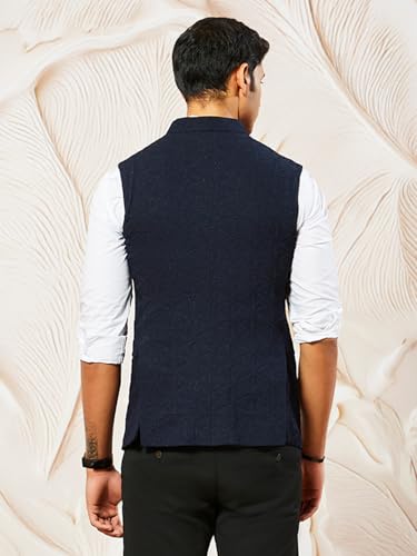 Image of VASTRAMAY Men's - Nehru Jacket, Silk Blend Emboss Fabric nehru jacket For Men, Traditional Indian Festive & Ethnic Wear