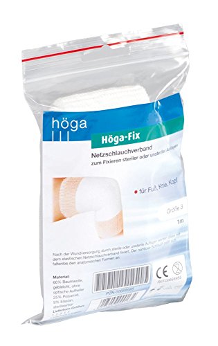 Höga Fix Netzschlauchverband, elastischer Schlauchverband zum Fixieren von Verbänden - Gr. 3 - 1 m, für Fuß Knie und Kopf, 2 Stück (1er Pack)