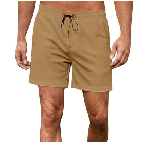 Pantalones Cortos Hombre Algodón y Lino Pantalon Corto Verano Trabajo Running Shorts Tallas Grandes Vestir Colores Sólidos Bermuda Shorts Deporte con Bolsillos Casual Ropa Hombre Baratos
