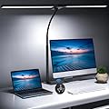 LED Desk Lamp for Office Home with Remote Control, 24W Eye Caring Architect lamp with Clamp Dual, Screen Computer Monitor Gooseneck Light Flexible Adjustable Table Lamp for Workbench Drafting Study